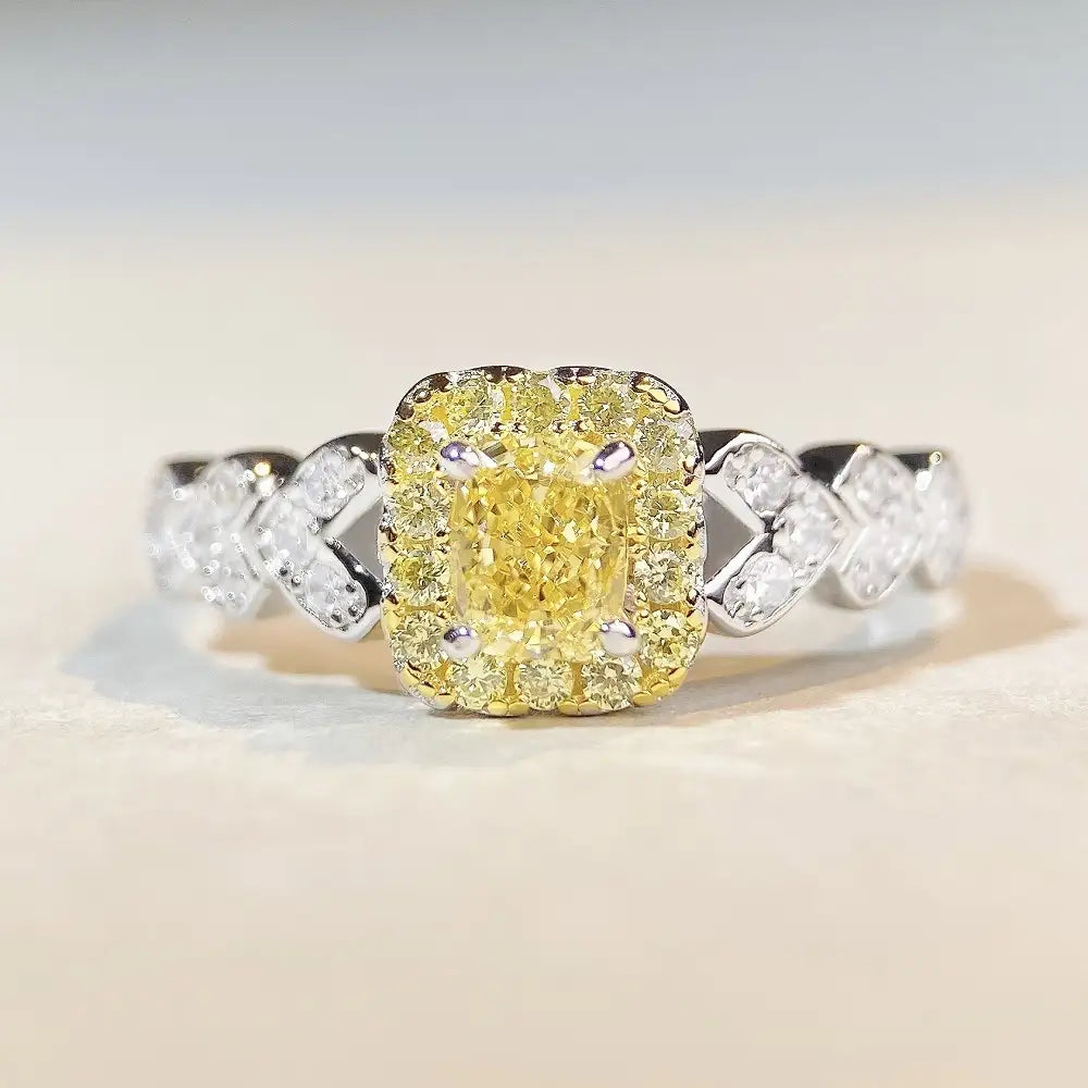 Cushion Engagement Ring 925 Silver High Carbon Diamond