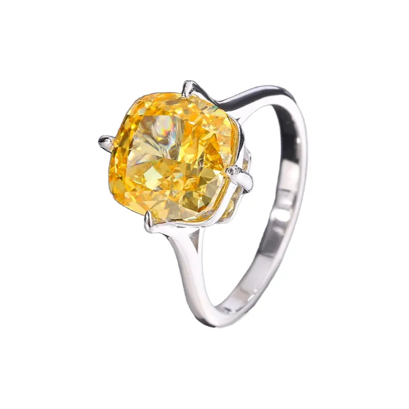 Cushion Engagement Ring 10*10 925 Silver High Carbon Diamond
