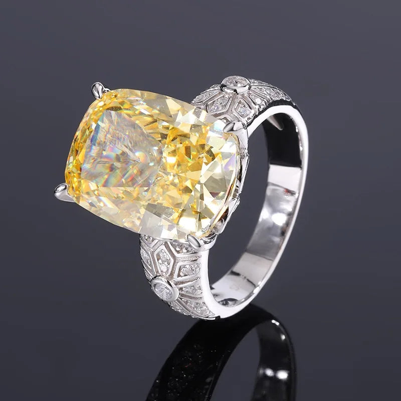 Cushion Engagement Ring 12*16 925 Silver High Carbon Diamond