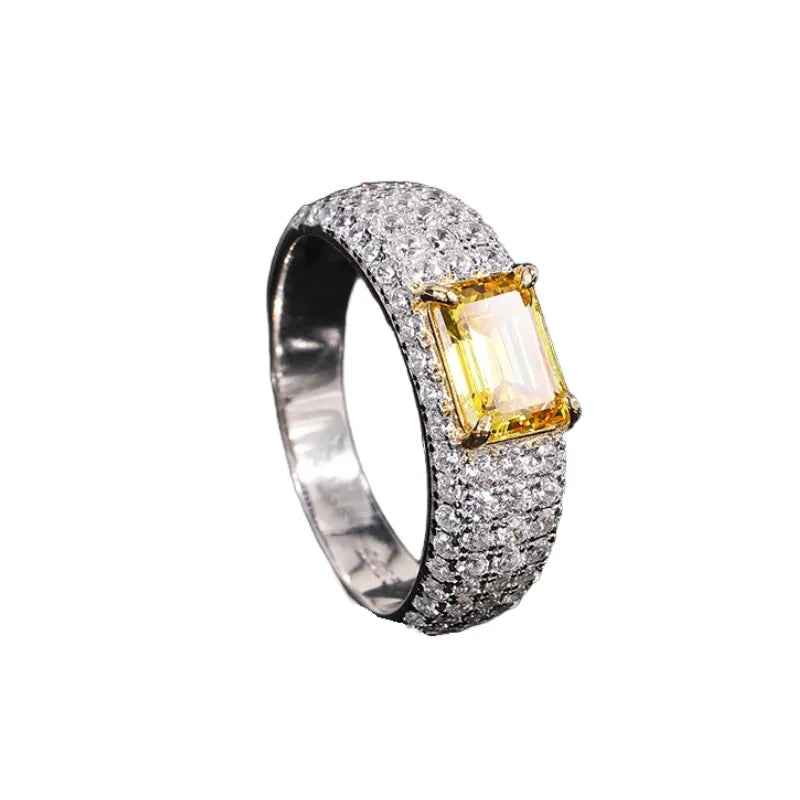 Radiant Emerald Engagement Ring 6*8 925 Silver High Carbon Diamond