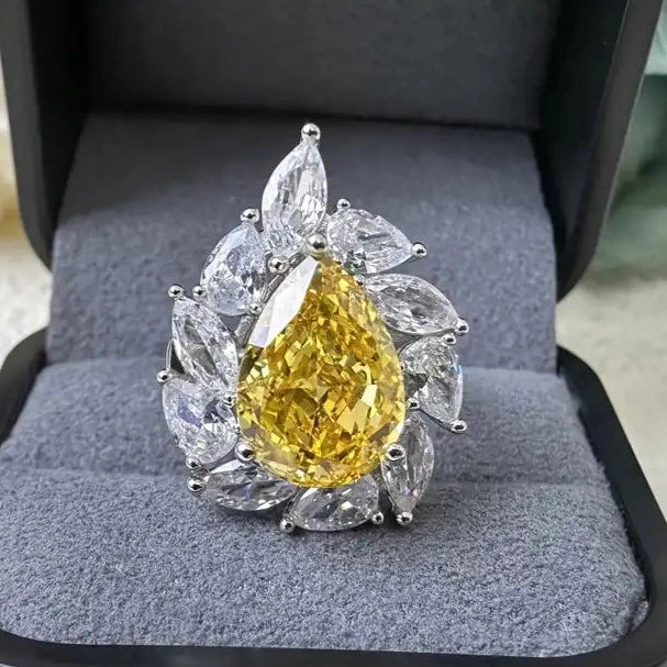Pear Engagement Ring 12.8ct 10*14 925 Silver High Carbon Diamond