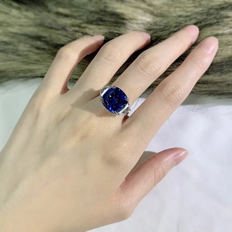 Cushion Engagement Ring 13*13 925 Silver High Carbon Diamond