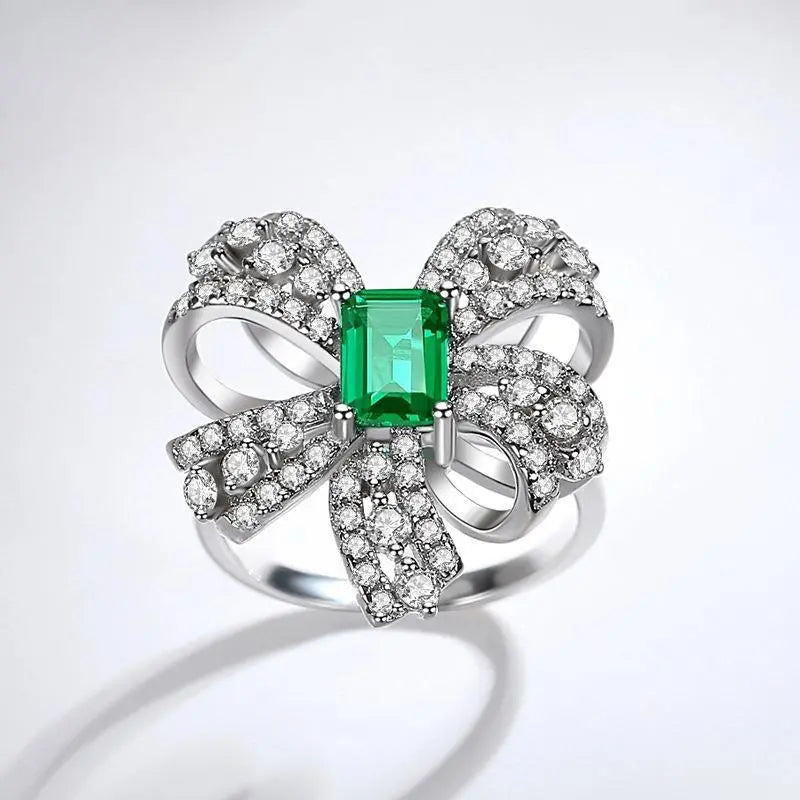 Emerald Engagement Ring 5*7 925 Silver