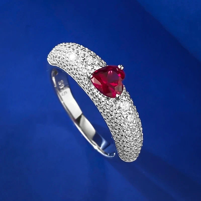 Heart Engagement Ring 5*5 925 Silver High Carbon Diamond