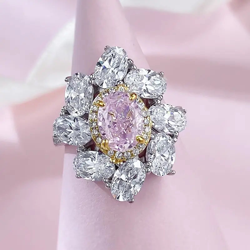Oval Engagement Ring 6*8 925 Silver High Carbon Diamond