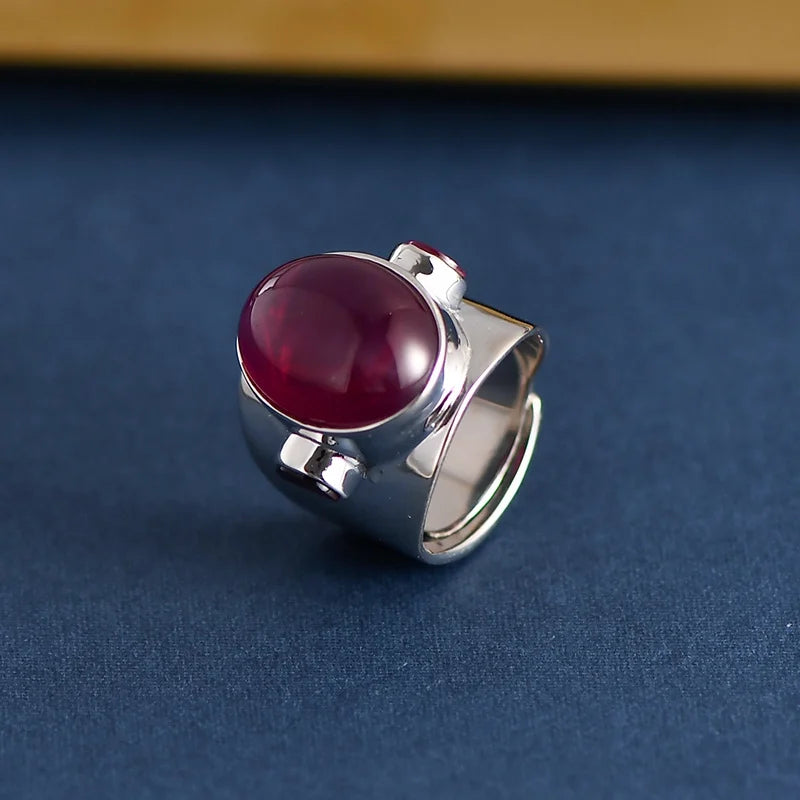 Oval Engagement Ring 18*27 925 Silver Ruby Open Ring
