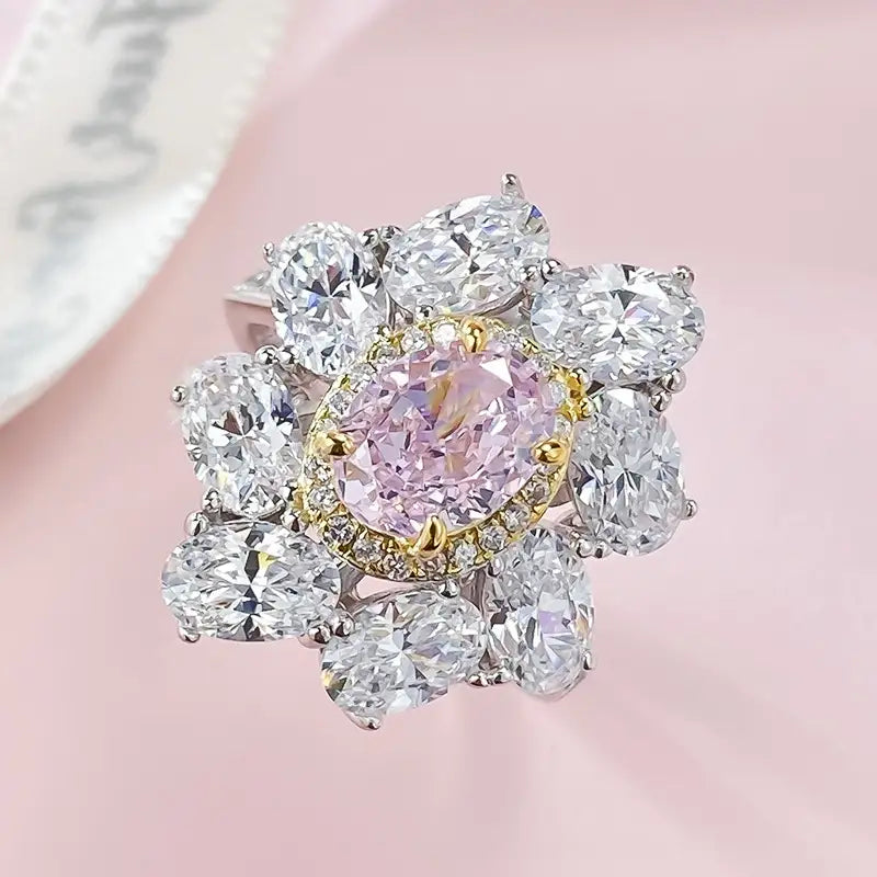 Oval Engagement Ring 6*8 925 Silver High Carbon Diamond