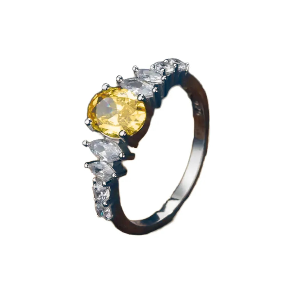 Oval Engagement Ring 6*8 925 Silver 5A Zircon