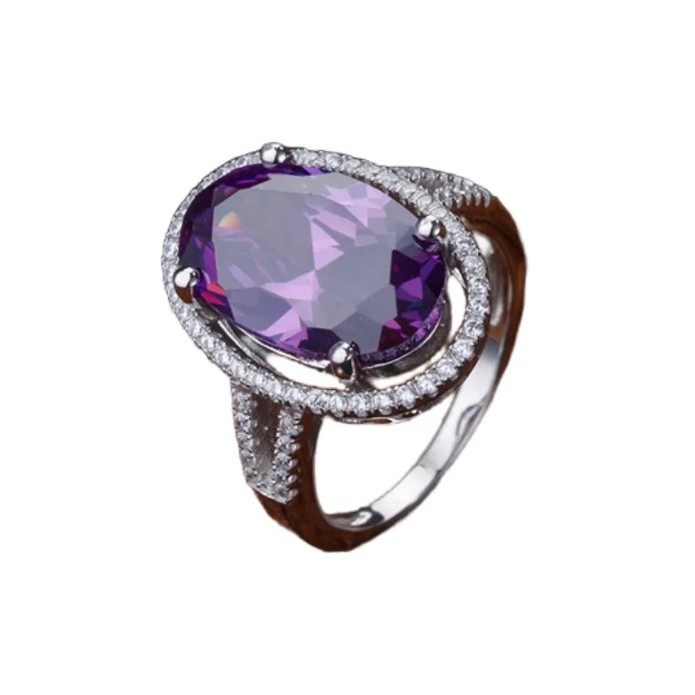Oval Purple Engagement Ring 10*16 925 Silver High Carbon Diamond