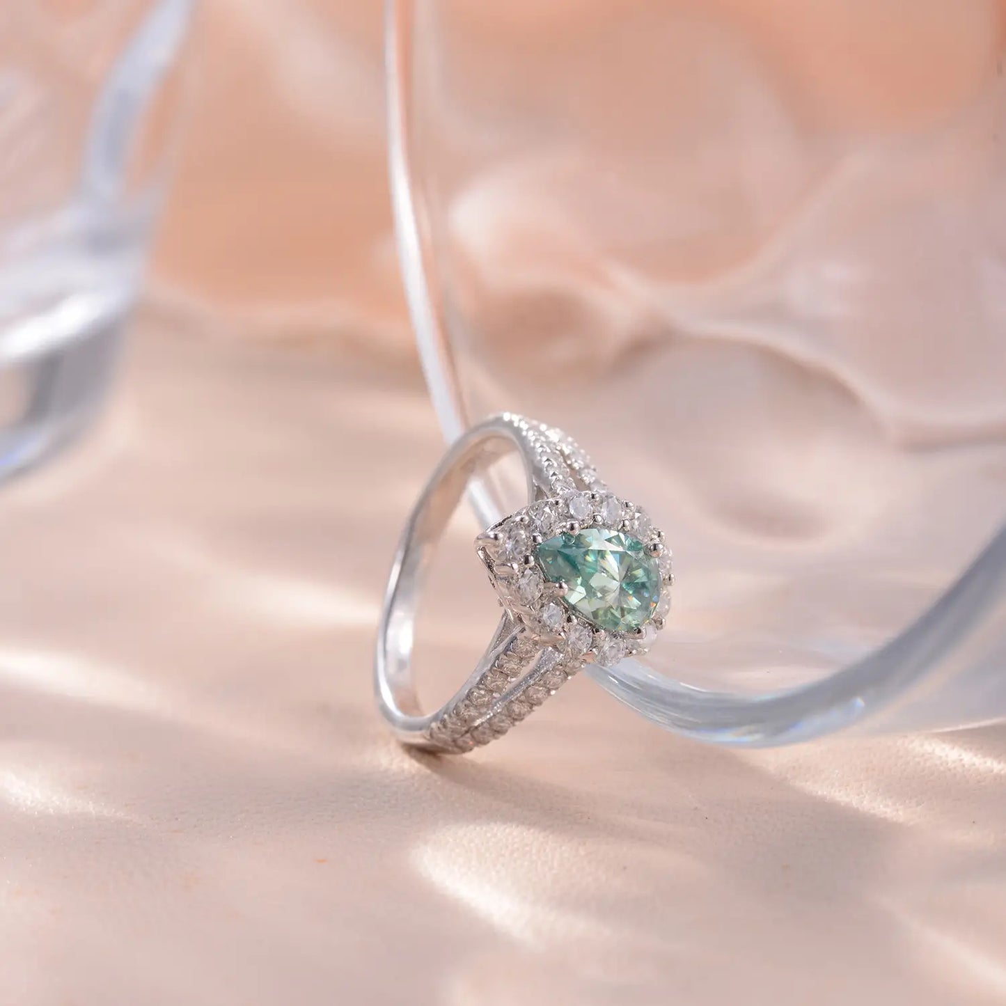 Pear Engagement Ring 5*8 925 Silver High Carbon Diamond