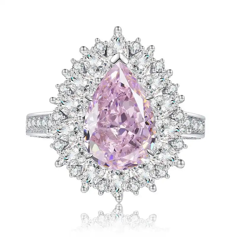 Pear Engagement Ring 8*12 925 Silver High Carbon Diamond