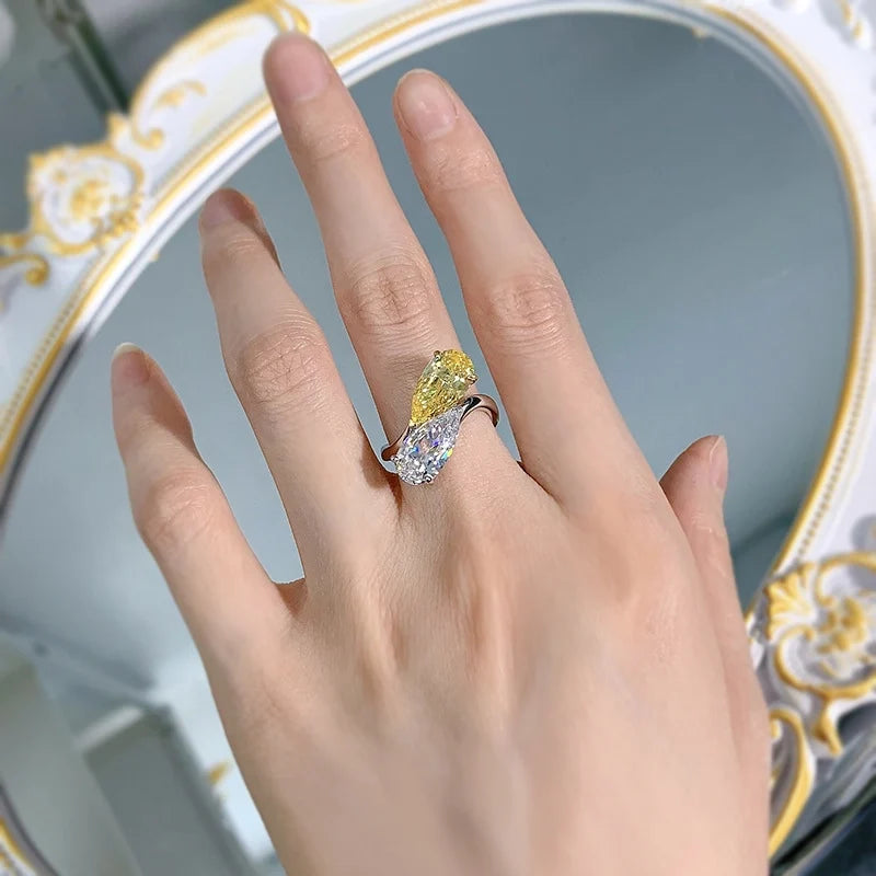 Pear Engagement Ring 7*13 925 Silver High Carbon Diamond