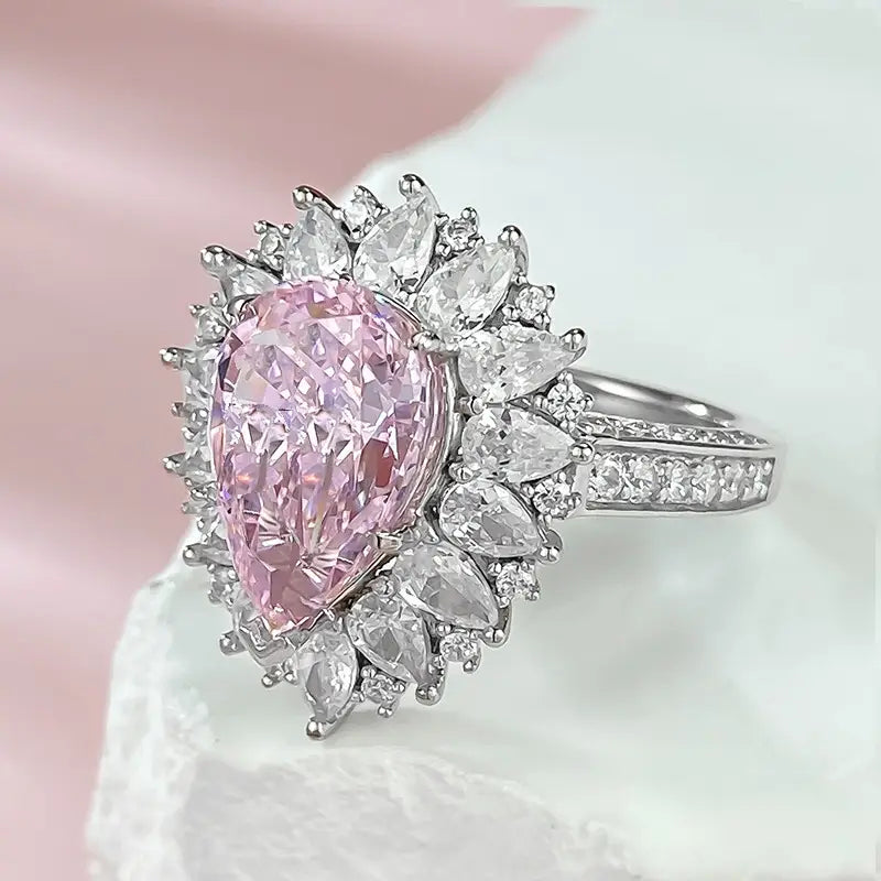 Pear Engagement Ring 8*12 925 Silver High Carbon Diamond