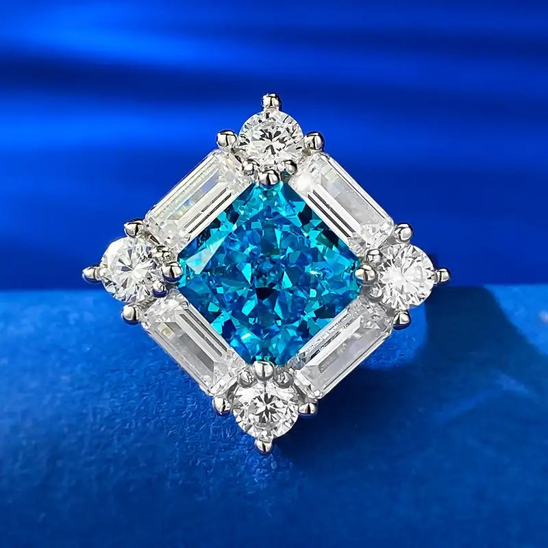 Princess Engagement Ring 8*8 925 Silver High Carbon Diamond