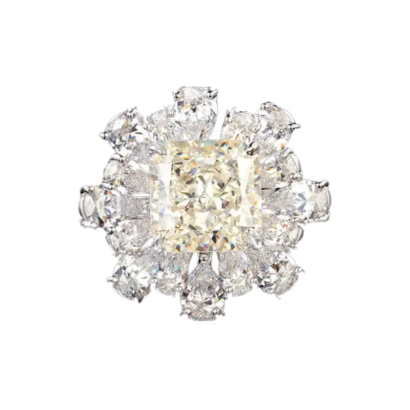 Princess Engagement Ring white 925 Silver High Carbon Diamond