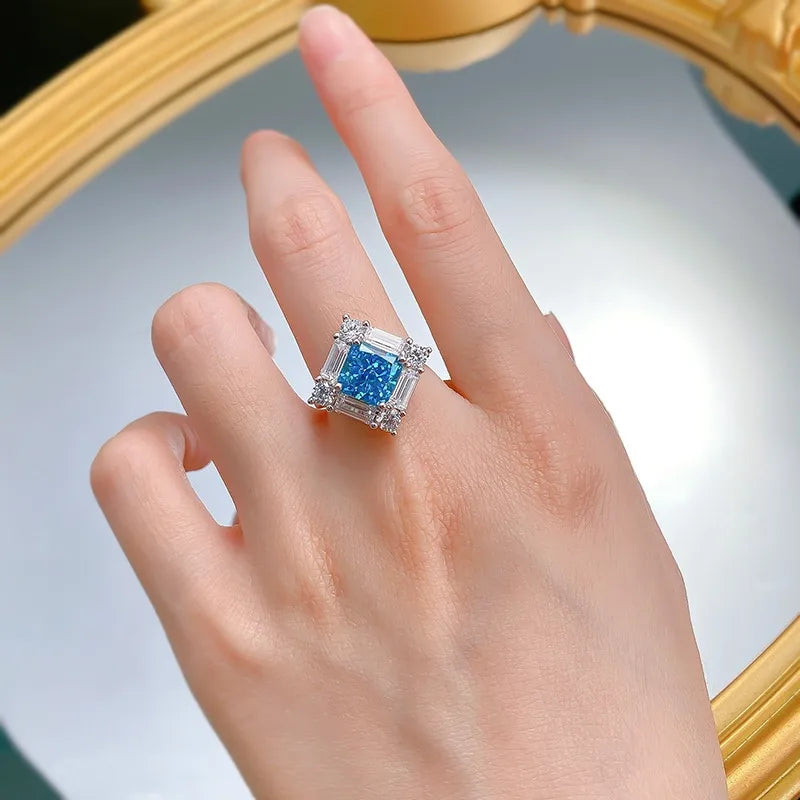 Princess Engagement Ring 8*8 925 Silver High Carbon Diamond