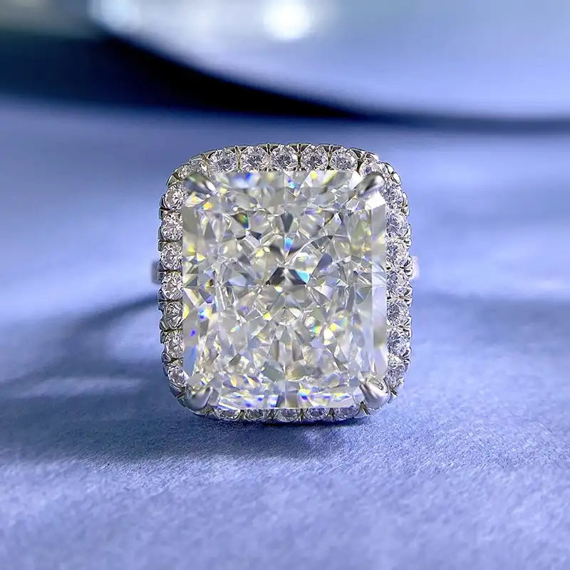 Radiant Engagement Ring 12*14 925 Silver High Carbon Diamond