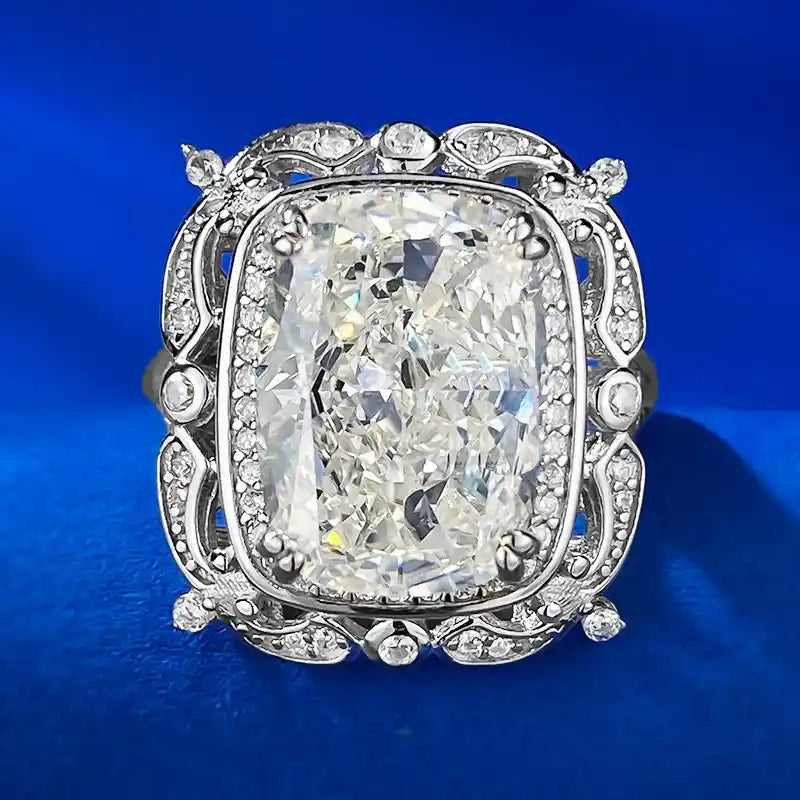 Radiant Engagement Ring 10*14 925 Silver High Carbon Diamond
