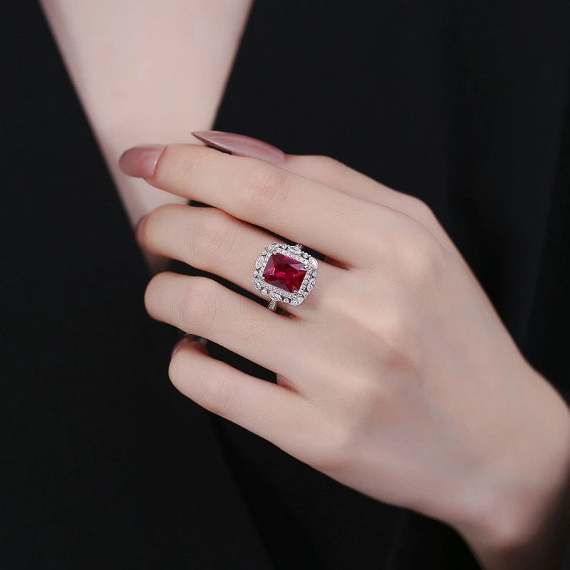 Radiant Engagement Ring 8*10 925 Silver 5A Zircon