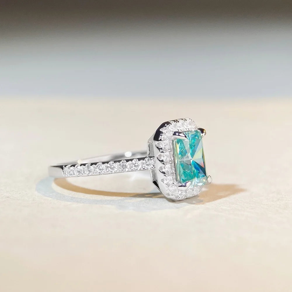 Radiant Engagement Ring 2ct 925 Silver High Carbon Diamond