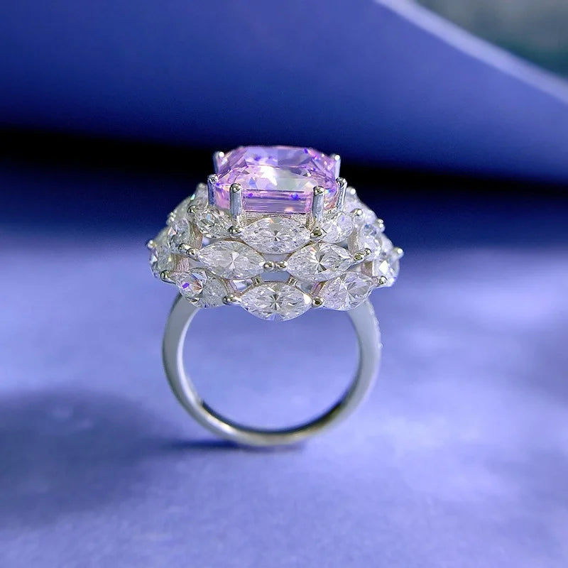 Radiant Engagement Ring 10*12 925 Silver High Carbon Diamond