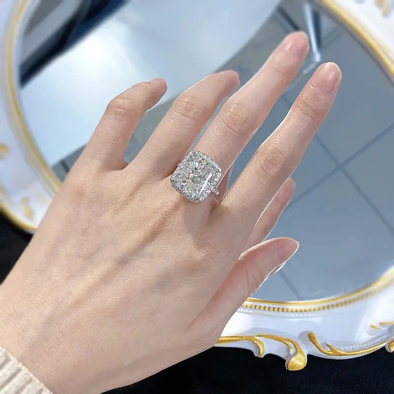 Radiant Engagement Ring 12*14 925 Silver High Carbon Diamond