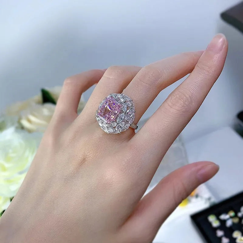 Radiant Engagement Ring 10*12 925 Silver High Carbon Diamond