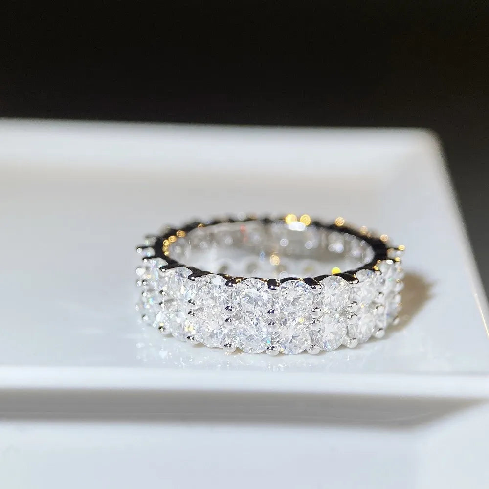 Round Engagement Ring 925 Silver Moissanite
