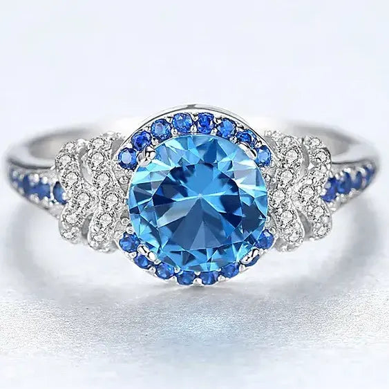 Round Engagement Ring 7*7 925 Silver High Carbon Diamond