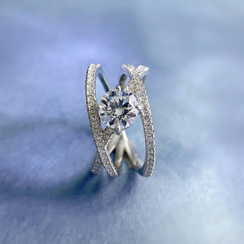 Round Engagement Ring 1ct 6.5mm 925 Silver High Carbon Diamond