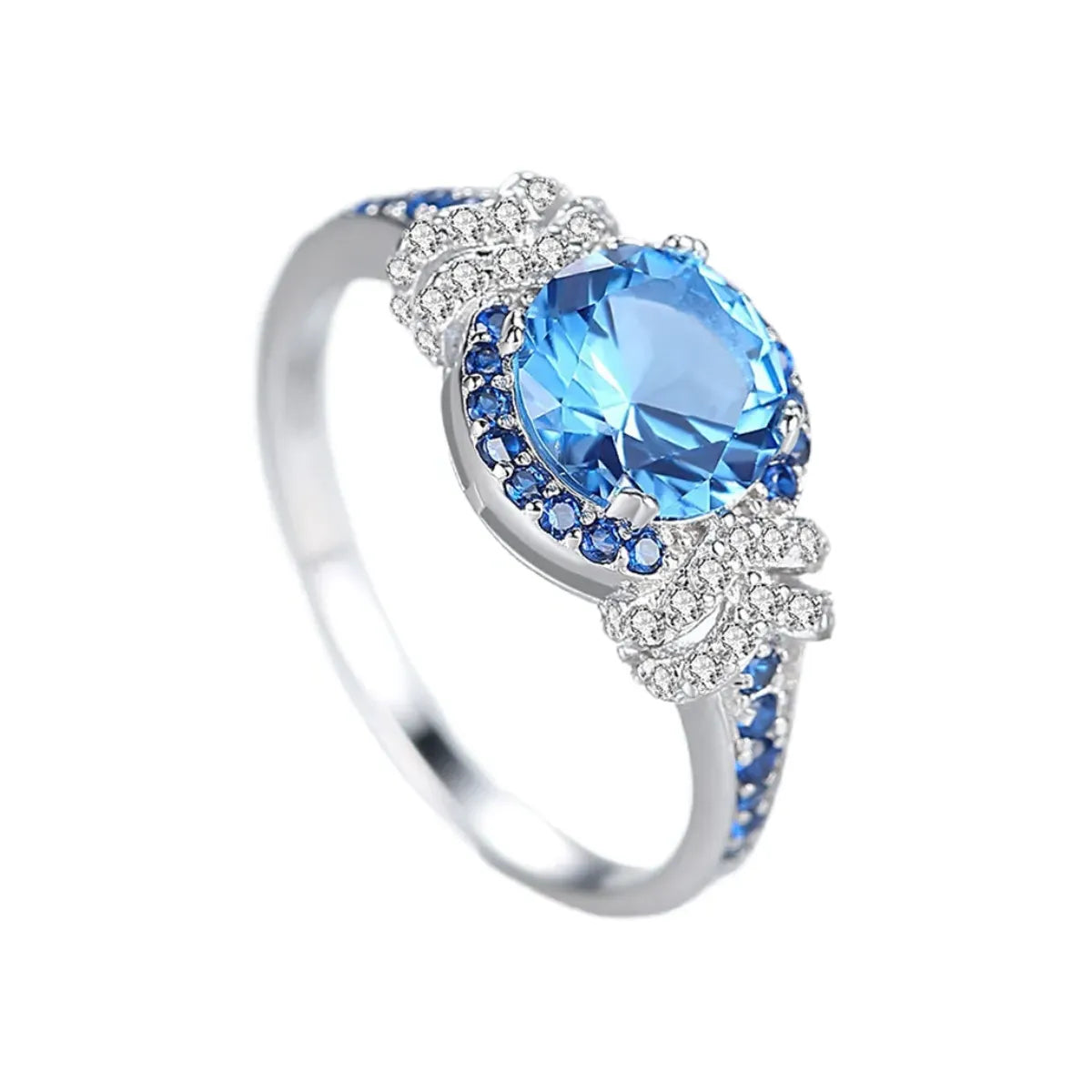 Round Engagement Ring 7*7 925 Silver High Carbon Diamond