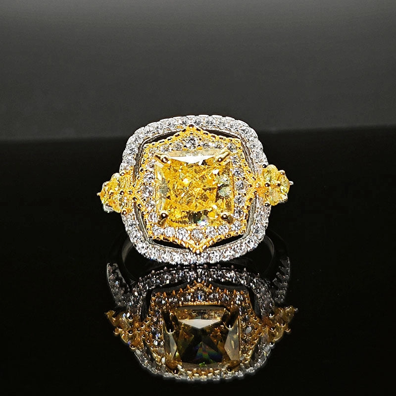 Princess Cut Engagement Ring 8*8 925 Silver High Carbon Diamond Open Ring