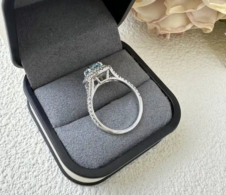 Round Engagement Ring 1.7ct 6.5mm 925 Silver High Carbon Diamond