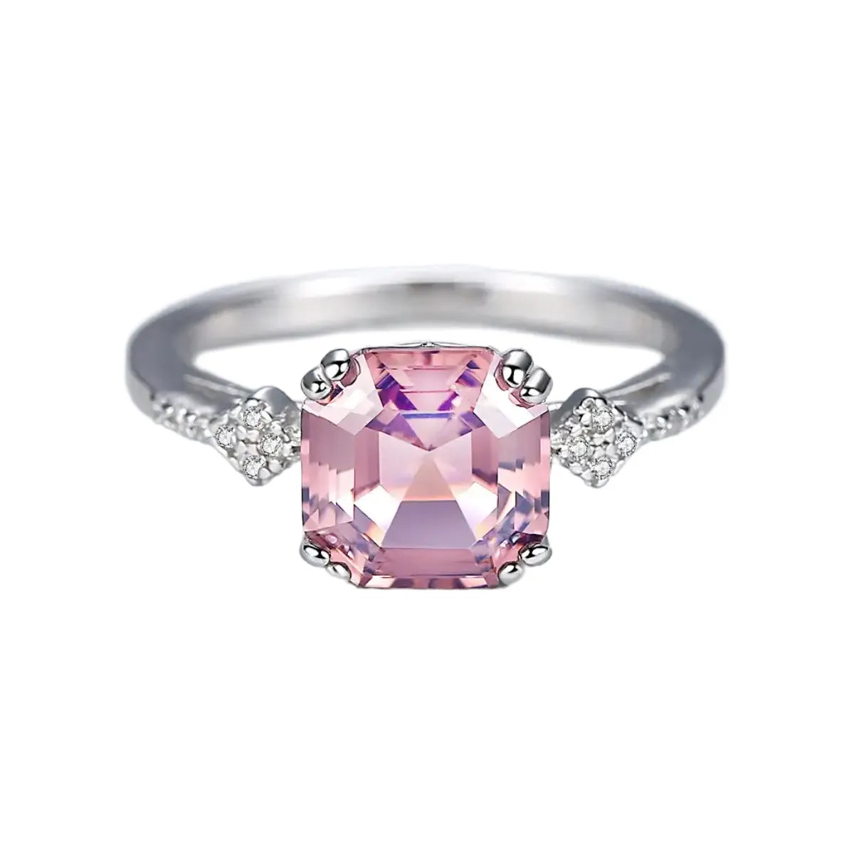 Asscher Engagement Ring 7*8 925 Silver High Carbon Diamond