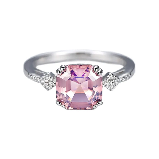 Asscher Engagement Ring 7*8 925 Silver High Carbon Diamond