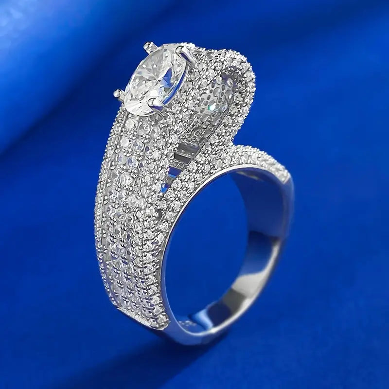 Oval Engagement Ring 6*8 925 Silver High Carbon Diamond