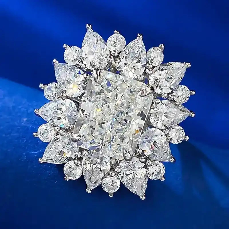 Radiant Engagement Ring 9*11 925 Silver High Carbon Diamond