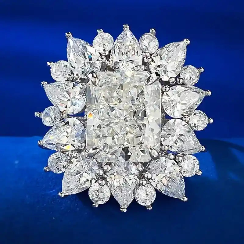 Radiant Engagement Ring 9*11 925 Silver High Carbon Diamond
