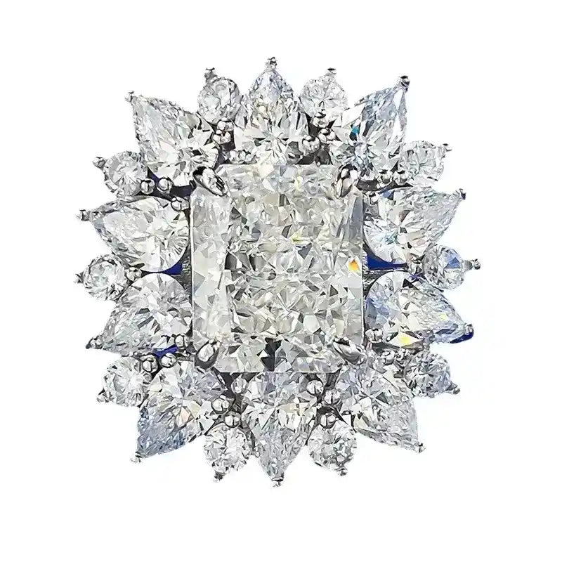 Radiant Engagement Ring 9*11 925 Silver High Carbon Diamond