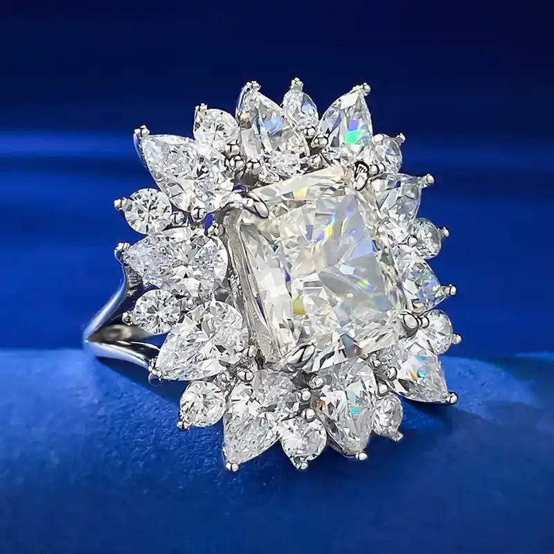 Radiant Engagement Ring 9*11 925 Silver High Carbon Diamond