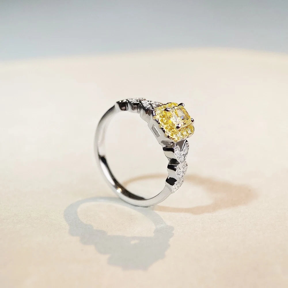 Cushion Engagement Ring 925 Silver High Carbon Diamond