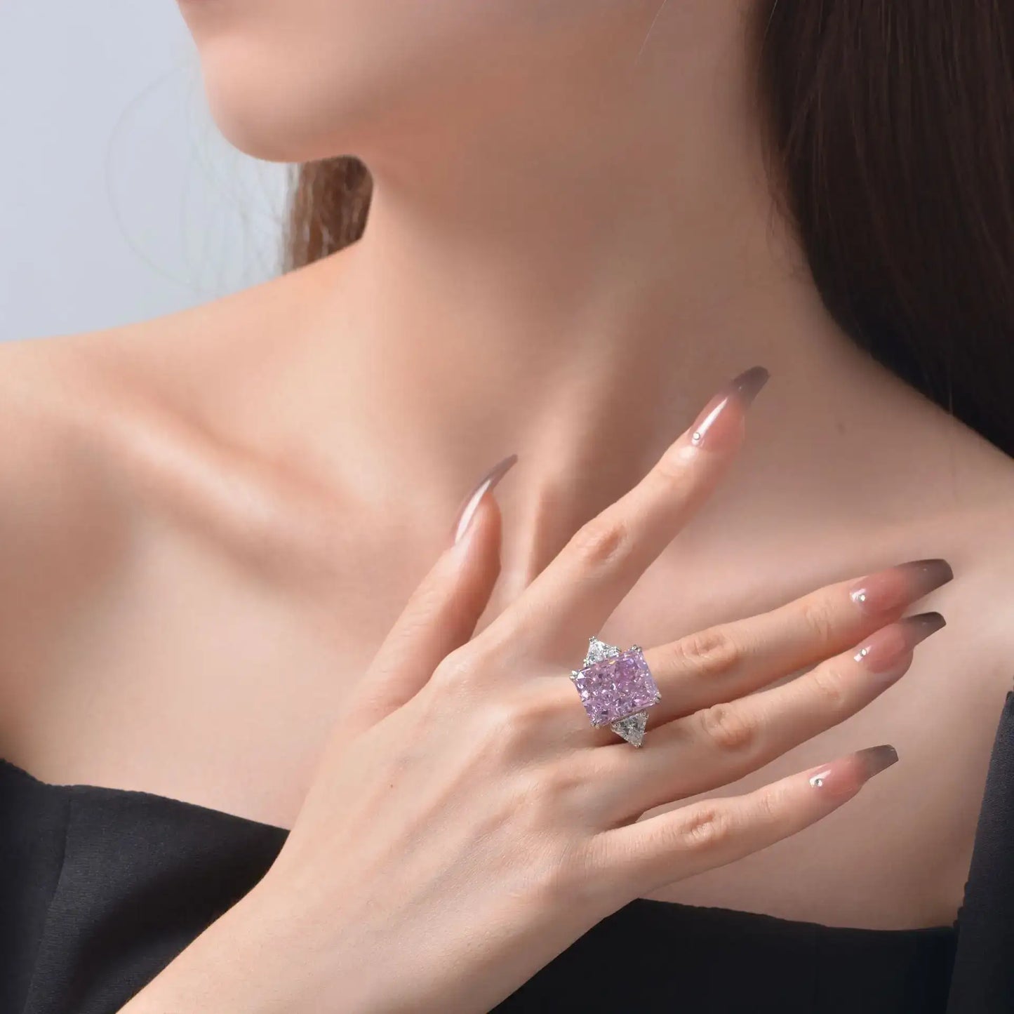 Radiant Engagement Ring 13*16 925 Silver High Carbon Diamond