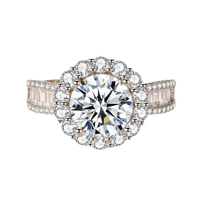 Round Engagement Ring 3ct 925 Silver Moissanite