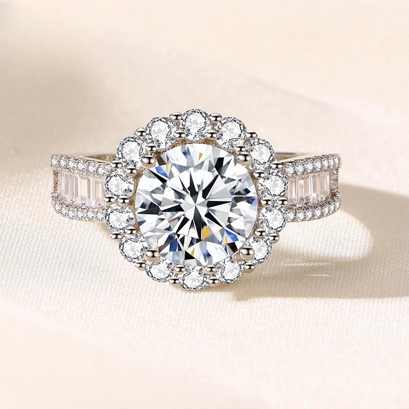 Round Engagement Ring 3ct 925 Silver Moissanite
