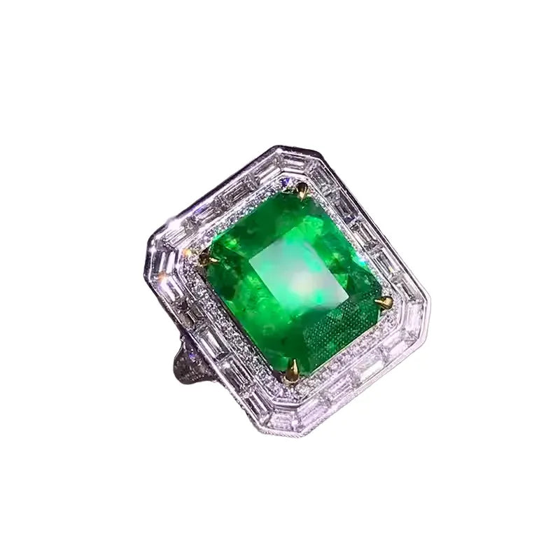 Engagement Ring 18K Gold 9.98ct Colombian Emerald Ring