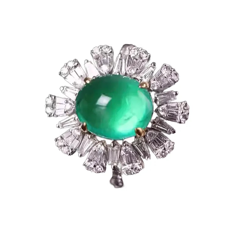Engagement Ring 18K Gold 4.01ct Zambian Emerald Ring