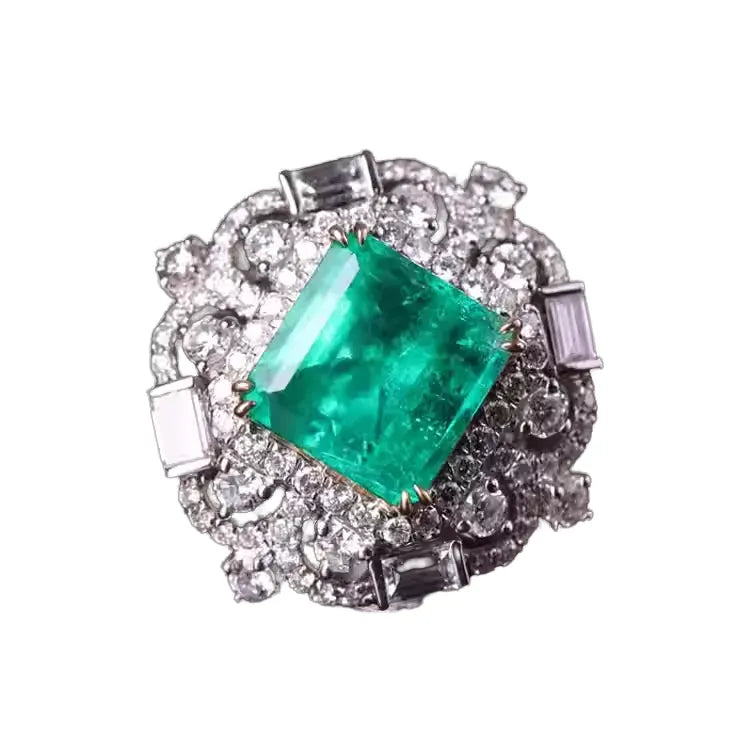 Engagement Ring 18K Gold 4.28ct Colombian Emerald Convertible Ring