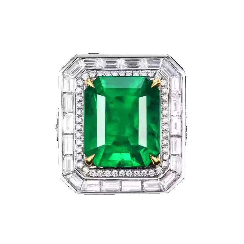 Engagement Ring 18K Gold 9.98ct Colombian Emerald Ring