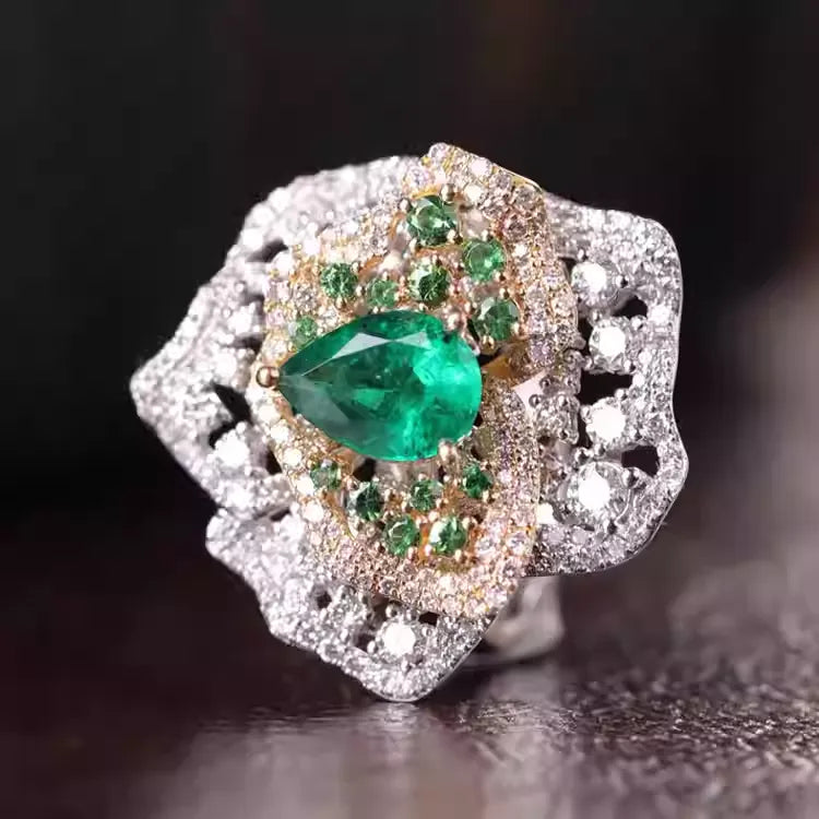 Engagement Ring Platinum PT900 1.32ct Zambian Emerald Ring