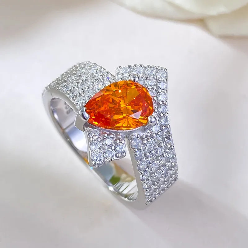 Pear Engagement Ring 2ct 6*9 925 Silver Zircon
